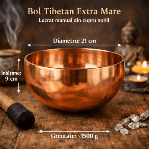 Bol Tibetan Extra Mare din Cupru Nobil – Instrument de Armonizare, Vindecare si Echilibru Energetic [2]