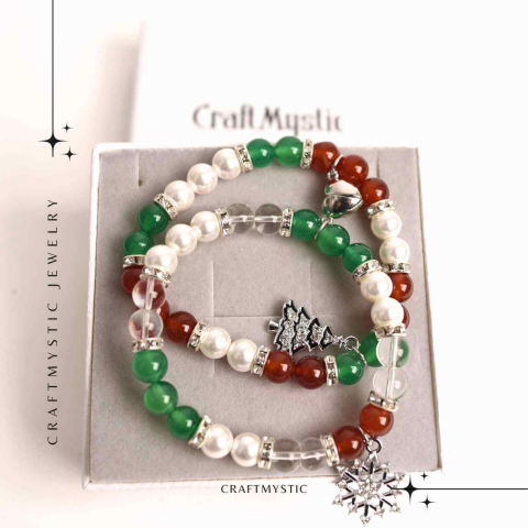 Set bratari cuplu naturale cu Agat, perla si cristal - iubire si echilibru [5]