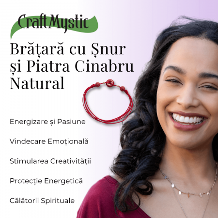 Bratara pe Snur cu Piatra de Cinabru Natural [4]