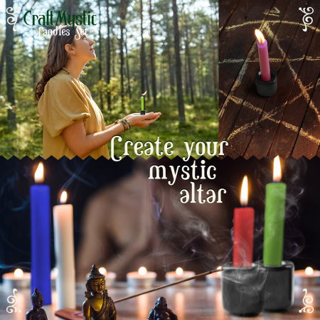 Set 36 lumanari pentru ritualuri și 6 suporturi negre din ceramica [4]