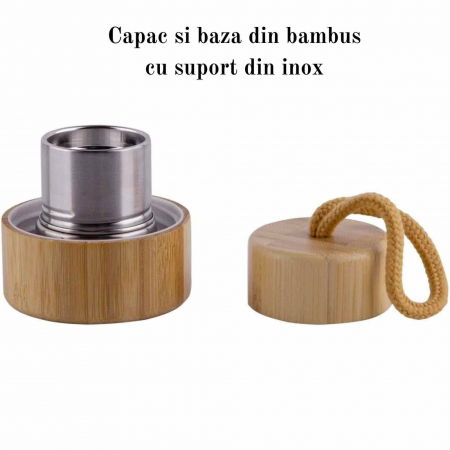 Sticla pentru apa cu varf cristal Labradorit si Bambus - Capacitate 500 ml si include husa de protectie neagra - Copie [3]