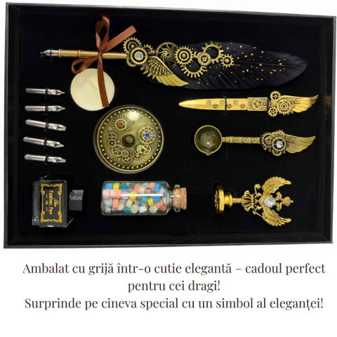 Set Stilou Pana Steampunk cu Accesorii – Caligrafie si Sigilii Cadou [3]