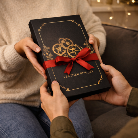 Set Stilou Pana Steampunk cu Accesorii – Caligrafie si Sigilii Cadou [4]