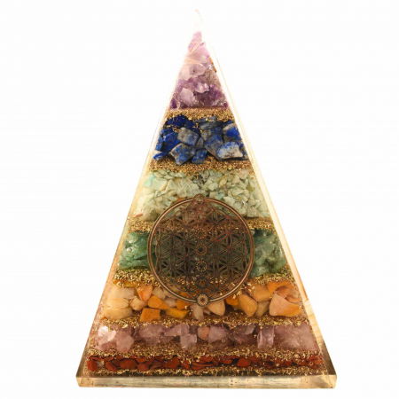Piramida Orgonica de 11.5 cm cu 7 Pietre Naturale pentru Cele 7 Chakre si Simbolul 'Floarea Vietii' - Protectie impotriva Radiatiilor EMF si Amplificare a Energiei Pozitive [5]