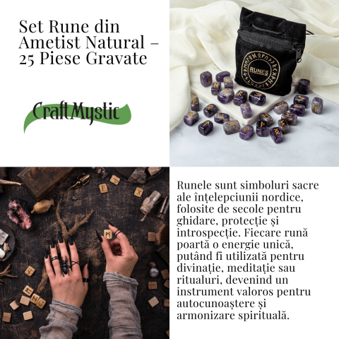 Set Rune din Ametist Natural – Claritate Spirituala si Protectie Energetica [3]