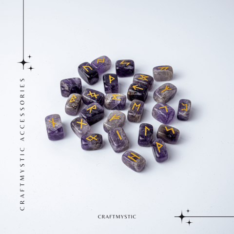 Set Rune din Ametist Natural – Claritate Spirituala si Protectie Energetica [8]