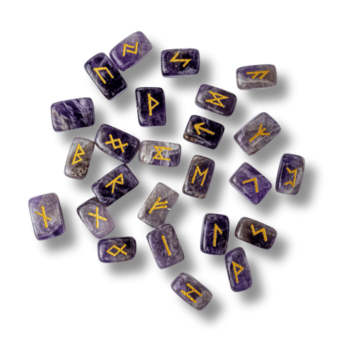 Echilibrare Energetica - Set Rune din Ametist Natural – Claritate Spirituala si Protectie Energetica