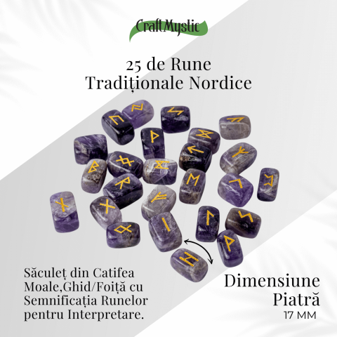 Set Rune din Ametist Natural – Claritate Spirituala si Protectie Energetica [4]