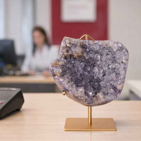 Geoda din ametist naturala pe suport metalic – cristal brazilian unicat 1.665 kg [3]