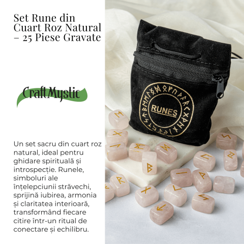 Set Rune din Cuart Roz Natural – Iubire, Claritate si Armonie Interioara [2]