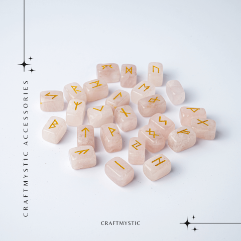 Set Rune din Cuart Roz Natural – Iubire, Claritate si Armonie Interioara [7]