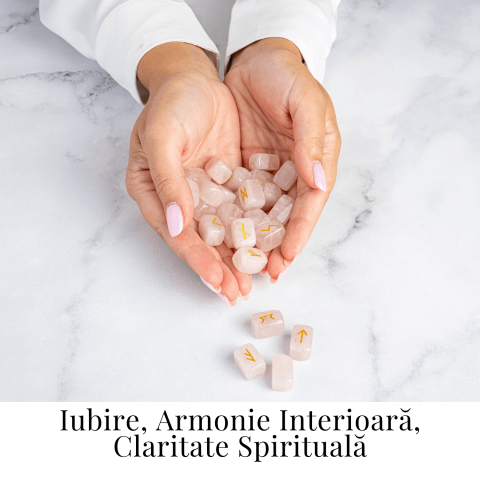 Set Rune din Cuart Roz Natural – Iubire, Claritate si Armonie Interioara [1]
