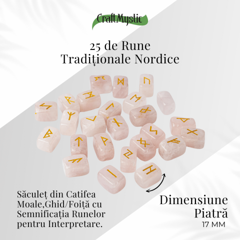 Set Rune din Cuart Roz Natural – Iubire, Claritate si Armonie Interioara [4]