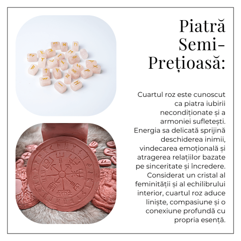 Set Rune din Cuart Roz Natural – Iubire, Claritate si Armonie Interioara [5]