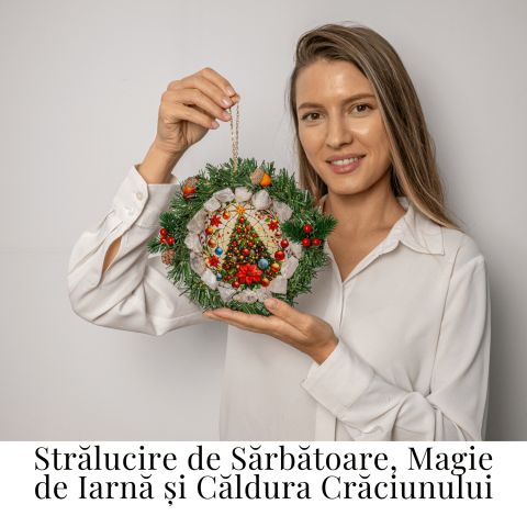 Coronita de Craciun cu Cuart Roz Brut – Armonie, Iubire si Magie Festiva [1]