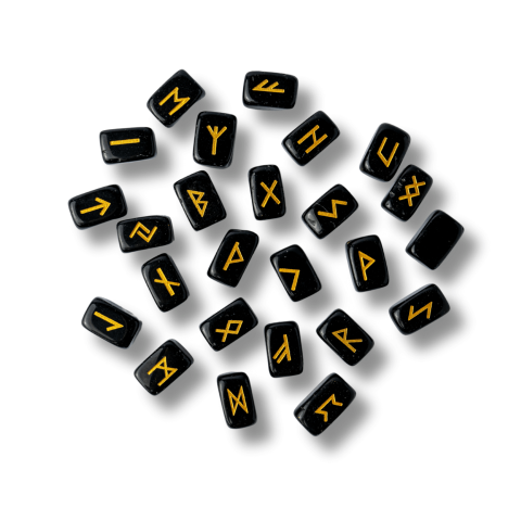 Incredere si Curaj - Set Rune din Obsidian Natural – Protectie, Claritate si Putere Interioara