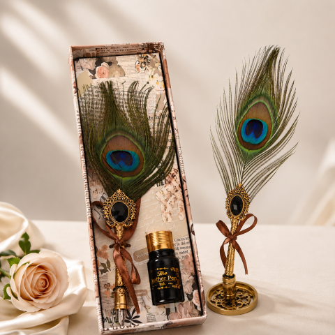 Set Stilou cu Penita si Pana in Cutie Cadou – Eleganta Vintage si Inspiratie Creativa [4]