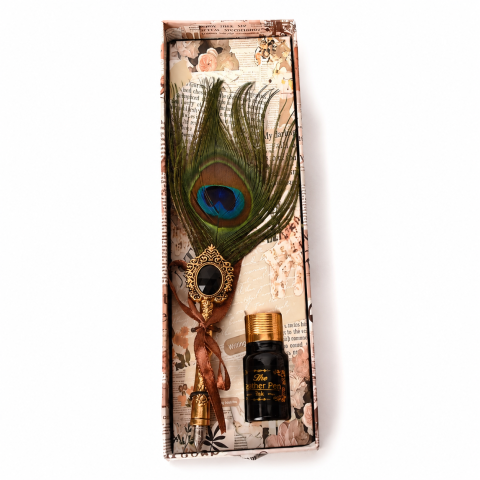 Set Stilou cu Penita si Pana in Cutie Cadou – Eleganta Vintage si Inspiratie Creativa [5]