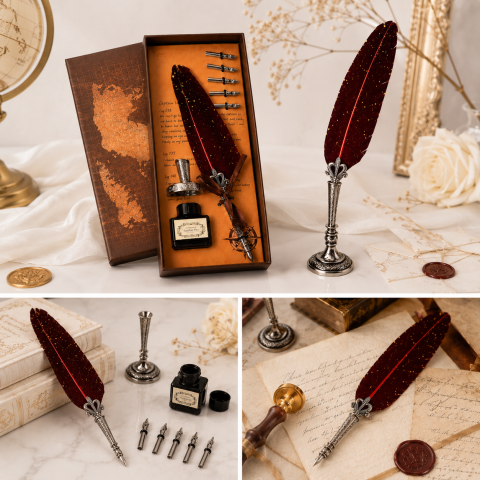 Set Stilou Pana Visinie Vintage – Eleganta si Inspiratie pentru Scris Artistic [4]