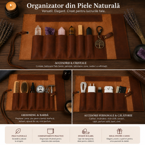 Organizator Multifunctional din Piele Naturala – Eleganta, Ordine si Protectie pentru Accesoriile Tale [4]
