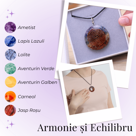 Colier Reglabil Orgonic cu Pietre pentru Cele 7 Chakre si Semnul "Puterii" Spirala [6]