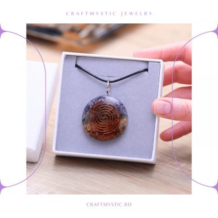 Colier Reglabil Orgonic cu Pietre pentru Cele 7 Chakre si Semnul "Puterii" Spirala [5]
