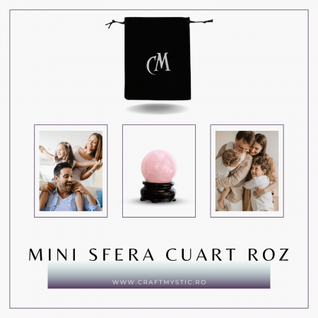 Sfera din Cuart Roz 35-40 mm cu Suport Inclus - Promoveaza Iubirea de Sine și Armonia [7]