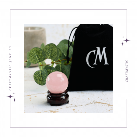 Sfera din Cuart Roz 35-40 mm cu Suport Inclus - Promoveaza Iubirea de Sine și Armonia [6]