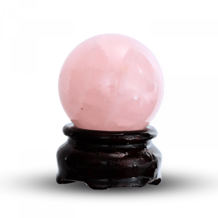 Sfera din Cuart Roz 35-40 mm cu Suport Inclus - Promoveaza Iubirea de Sine și Armonia
