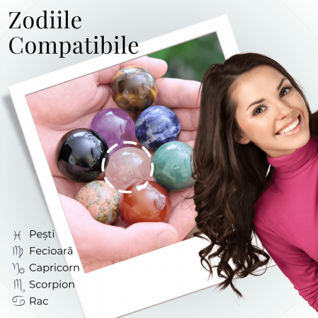 Sfera din Cuart Roz 35-40 mm cu Suport Inclus - Promoveaza Iubirea de Sine și Armonia [4]