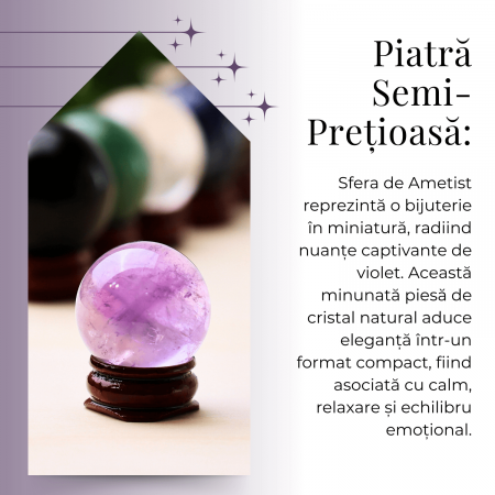 Sfera din Cuart Roz 30 mm, minge de cristal decorativa, cu suport de lemn -  Pentru decor, meditație, vindecare - Copie [3]