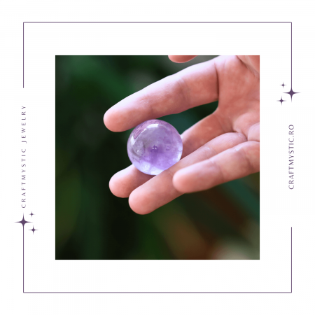 Sfera din Cuart Roz 30 mm, minge de cristal decorativa, cu suport de lemn -  Pentru decor, meditație, vindecare - Copie [6]