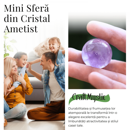 Sfera din Cuart Roz 30 mm, minge de cristal decorativa, cu suport de lemn -  Pentru decor, meditație, vindecare - Copie [5]