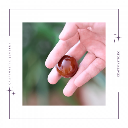 Sfera din Carneol Natural, 1 buc, 30-35 mm - Piatra Semipretioasa pentru Cadouri si Energie Pozitiva [6]