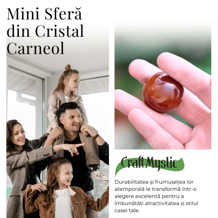 Sfera din Carneol Natural, 1 buc, 30-35 mm - Piatra Semipretioasa pentru Cadouri si Energie Pozitiva [5]