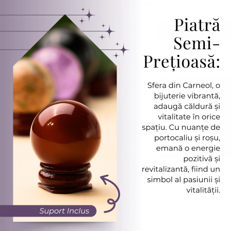 Sfera din Carneol Natural, 1 buc, 30-35 mm - Piatra Semipretioasa pentru Cadouri si Energie Pozitiva [4]