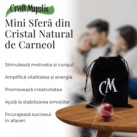Sfera din Carneol Natural, 1 buc, 30-35 mm - Piatra Semipretioasa pentru Cadouri si Energie Pozitiva [2]