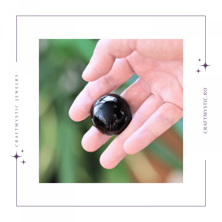 Sfera din Obsidian Natural, 1 buc, 30-35 mm - Ideala pentru Cadouri si Decoratiuni, Piatra Semipretioasa [5]