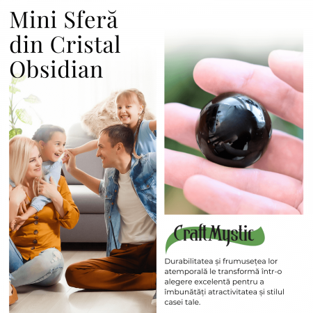 Sfera din Obsidian Natural, 1 buc, 30-35 mm - Ideala pentru Cadouri si Decoratiuni, Piatra Semipretioasa [7]