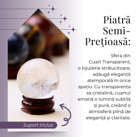 Sfera din Cuart Transparent Natural, 1 buc, 30-35 mm - Piatra Semipretioasa pentru Cadouri, Meditatie si Claritate [4]