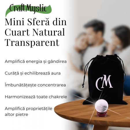 Sfera din Cuart Transparent Natural, 1 buc, 30-35 mm - Piatra Semipretioasa pentru Cadouri, Meditatie si Claritate [2]
