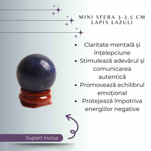 Sfera Lapis Lazuli Natural, 30-35mm – Claritate Mentala si Echilibru [2]