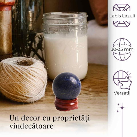 Sfera Lapis Lazuli Natural, 30-35mm – Claritate Mentala si Echilibru [4]