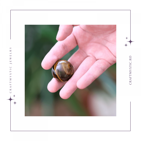 Sfera din Ochi de Tigru Natural, 1 buc, 30-35 mm - Piatra Semipretioasa pentru Cadouri, Curaj si Protectie [6]