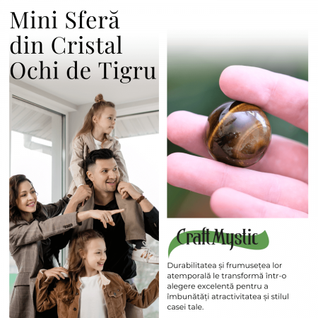 Sfera din Ochi de Tigru Natural, 1 buc, 30-35 mm - Piatra Semipretioasa pentru Cadouri, Curaj si Protectie [4]