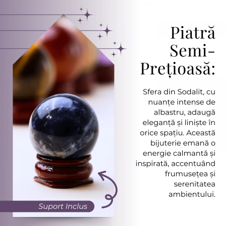 Sfera din Sodalit Natural, 1 buc, 30-35 mm - Piatra Semipretioasa pentru Cadouri, Meditatie si Echilibru [4]