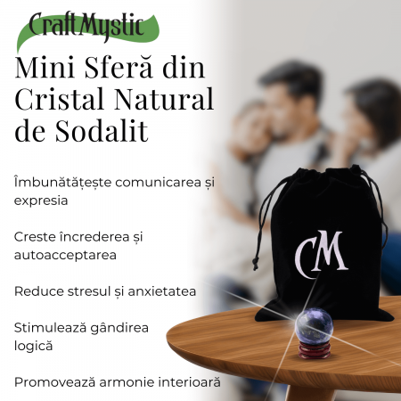 Sfera din Sodalit Natural, 1 buc, 30-35 mm - Piatra Semipretioasa pentru Cadouri, Meditatie si Echilibru [3]