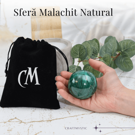 Sfera Malachit natural 50-55 mm 300-350 g - Focalizarea Energiilor de Vindecare [4]