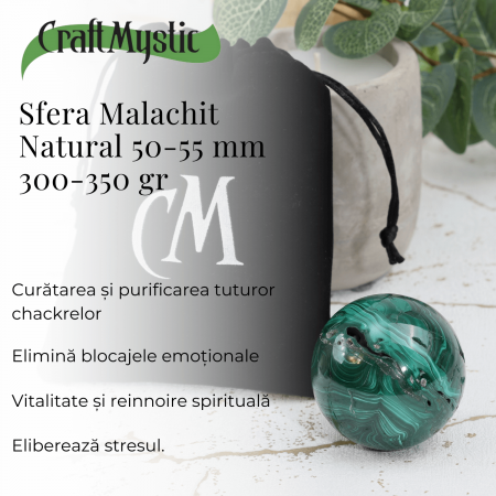 Sfera Malachit natural 50-55 mm 300-350 g - Focalizarea Energiilor de Vindecare [1]