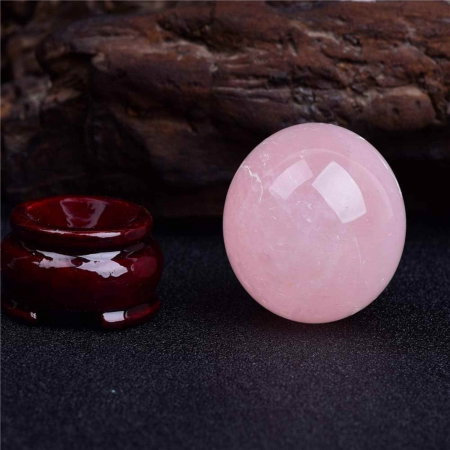 Sfera din Cuart Roz 30 mm, minge de cristal decorativa, cu suport de lemn -  Pentru decor, meditație, vindecare - Copie [4]